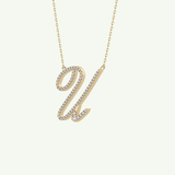 0.157 TCW Round Lab-Grown Diamond U Initial Necklace