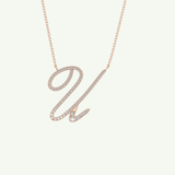0.157 TCW Round Lab-Grown Diamond U Initial Necklace