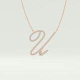 0.157 TCW Round Lab-Grown Diamond U Initial Necklace