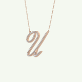 0.157 TCW Round Lab-Grown Diamond U Initial Necklace