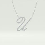0.157 TCW Round Lab-Grown Diamond U Initial Necklace