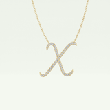 0.133 TCW Round Lab-Grown Diamond X Initial Necklace
