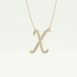 0.133 TCW Round Lab-Grown Diamond X Initial Necklace