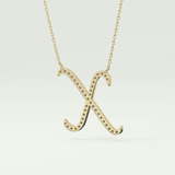 0.133 TCW Round Lab-Grown Diamond X Initial Necklace