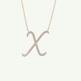 0.133 TCW Round Lab-Grown Diamond X Initial Necklace
