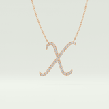 0.133 TCW Round Lab-Grown Diamond X Initial Necklace