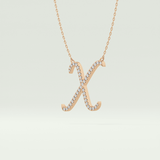 0.133 TCW Round Lab-Grown Diamond X Initial Necklace
