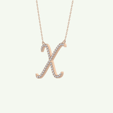 0.133 TCW Round Lab-Grown Diamond X Initial Necklace