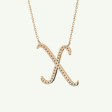 0.133 TCW Round Lab-Grown Diamond X Initial Necklace