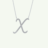 0.133 TCW Round Lab-Grown Diamond X Initial Necklace