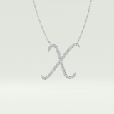 0.133 TCW Round Lab-Grown Diamond X Initial Necklace