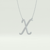 0.133 TCW Round Lab-Grown Diamond X Initial Necklace