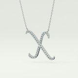 0.133 TCW Round Lab-Grown Diamond X Initial Necklace