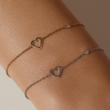 0.02 TCW Round Shaped Lab-Grown Diaomond Heart Bracelet