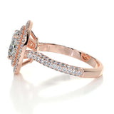 2.15 CT Oval Cut Double Halo & Pave Lab-Grown Diamond Engagement Ring
