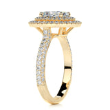 2.15 CT Oval Cut Double Halo & Pave Lab-Grown Diamond Engagement Ring