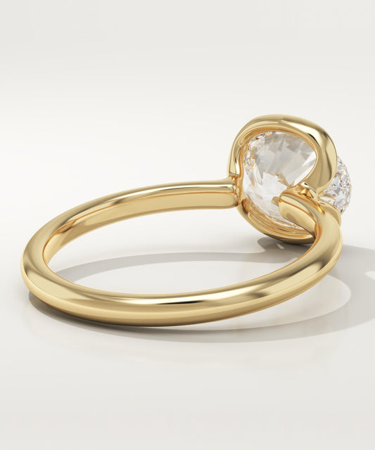 1.75 CT East West Oval Cut Half Bezel Moissanite Engagement Ring