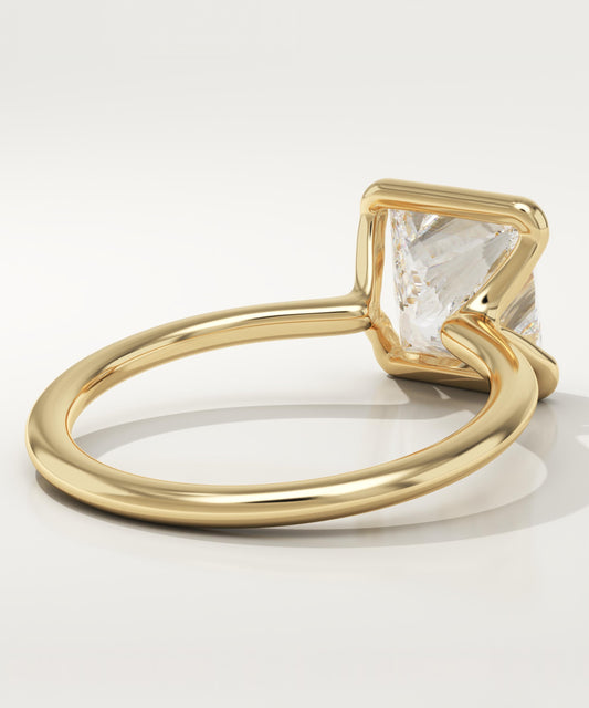 2 CT Princess Cut Half Bezel Moissanite Engagement Ring