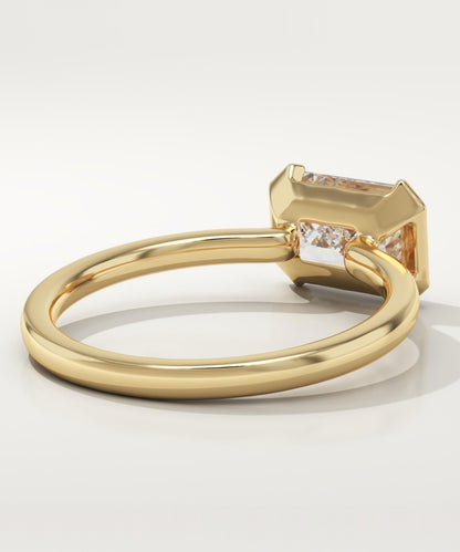1.75 CT Emerald Cut Half Bezel Moissanite Engagement Ring
