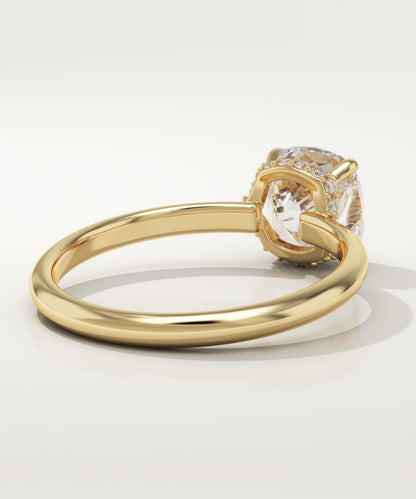 1.75 CT Cushion Cut Hidden Halo Moissanite Engagement Ring