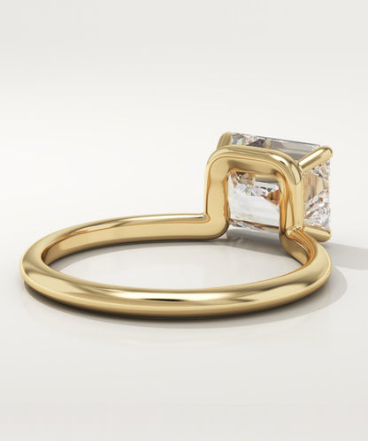2 CT East West Emerald Cut Solitaire Moissanite Engagement Ring