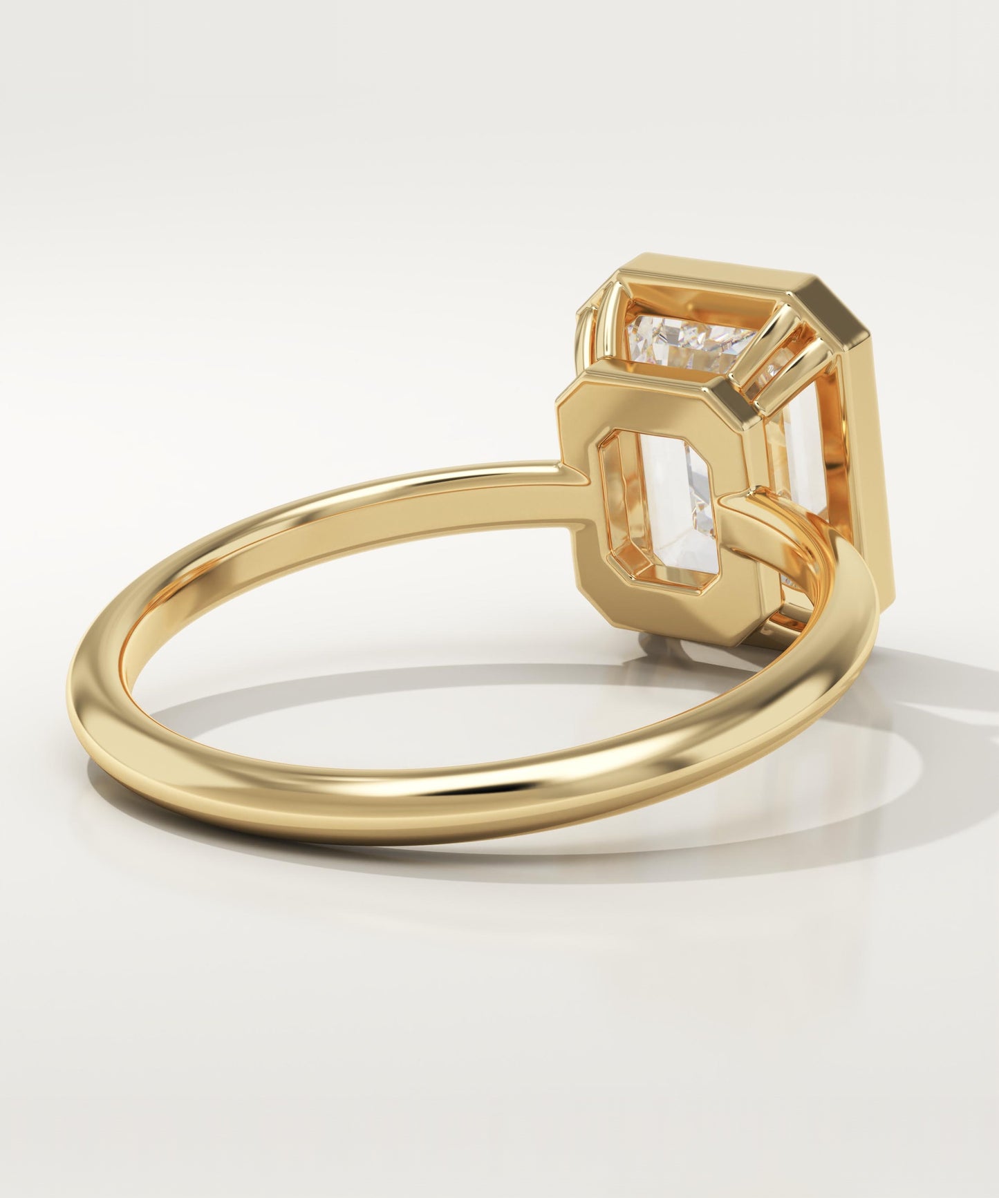 1.75 CT Emerald Cut Bezel Moissanite Engagement Ring
