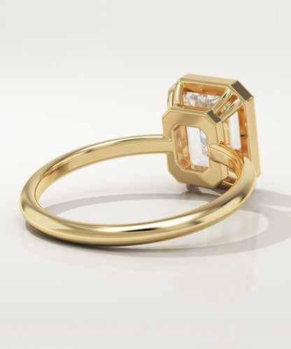 1.75 CT Emerald Cut Bezel Moissanite Engagement Ring