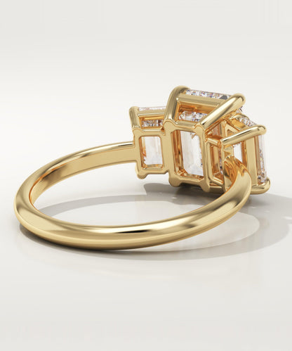 2 CT Emerald Cut Three Stone Moissanite Engagement Ring