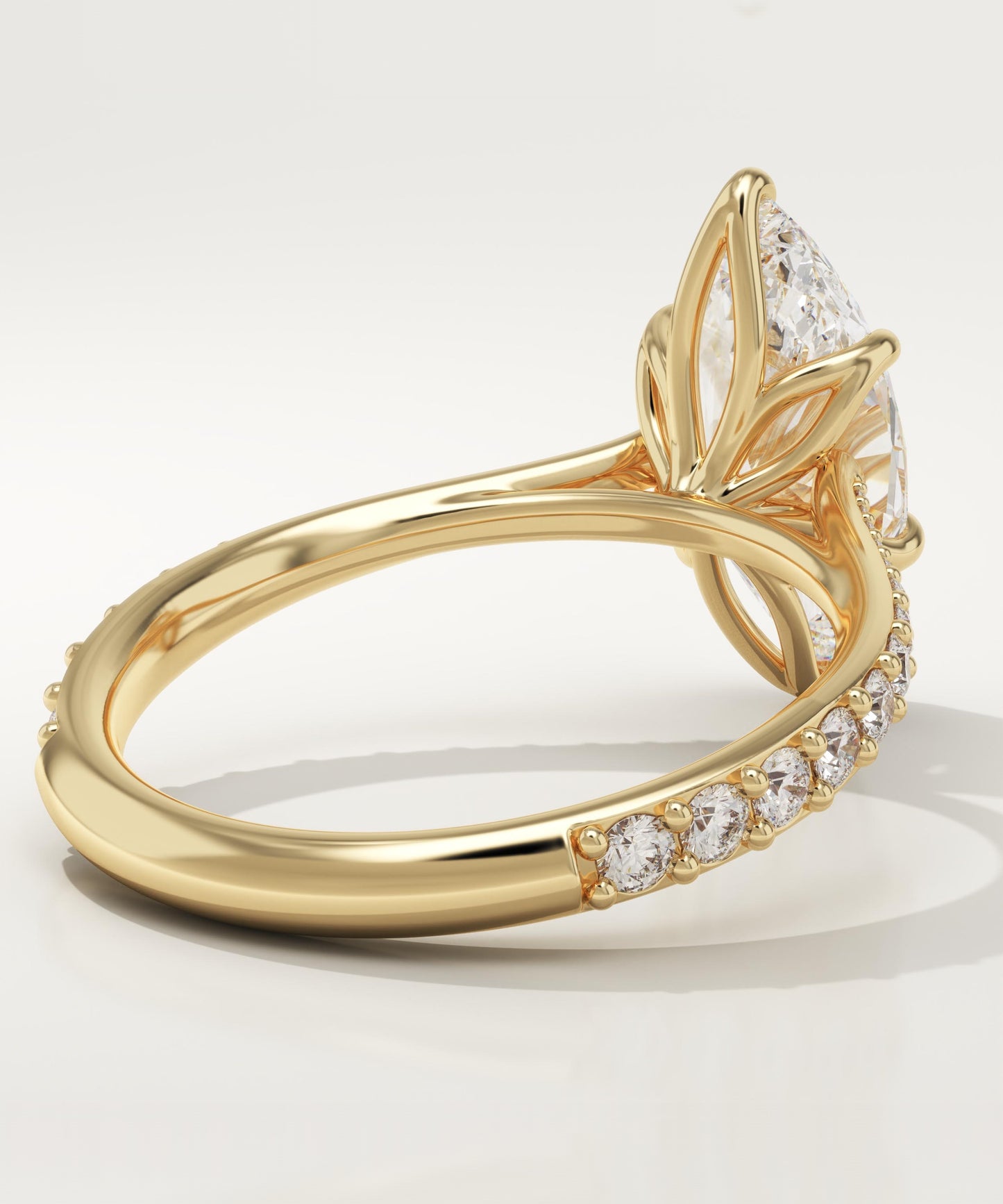 1.75 CT Marquise Cut Pave Cathedral Moissanite Engagement Ring