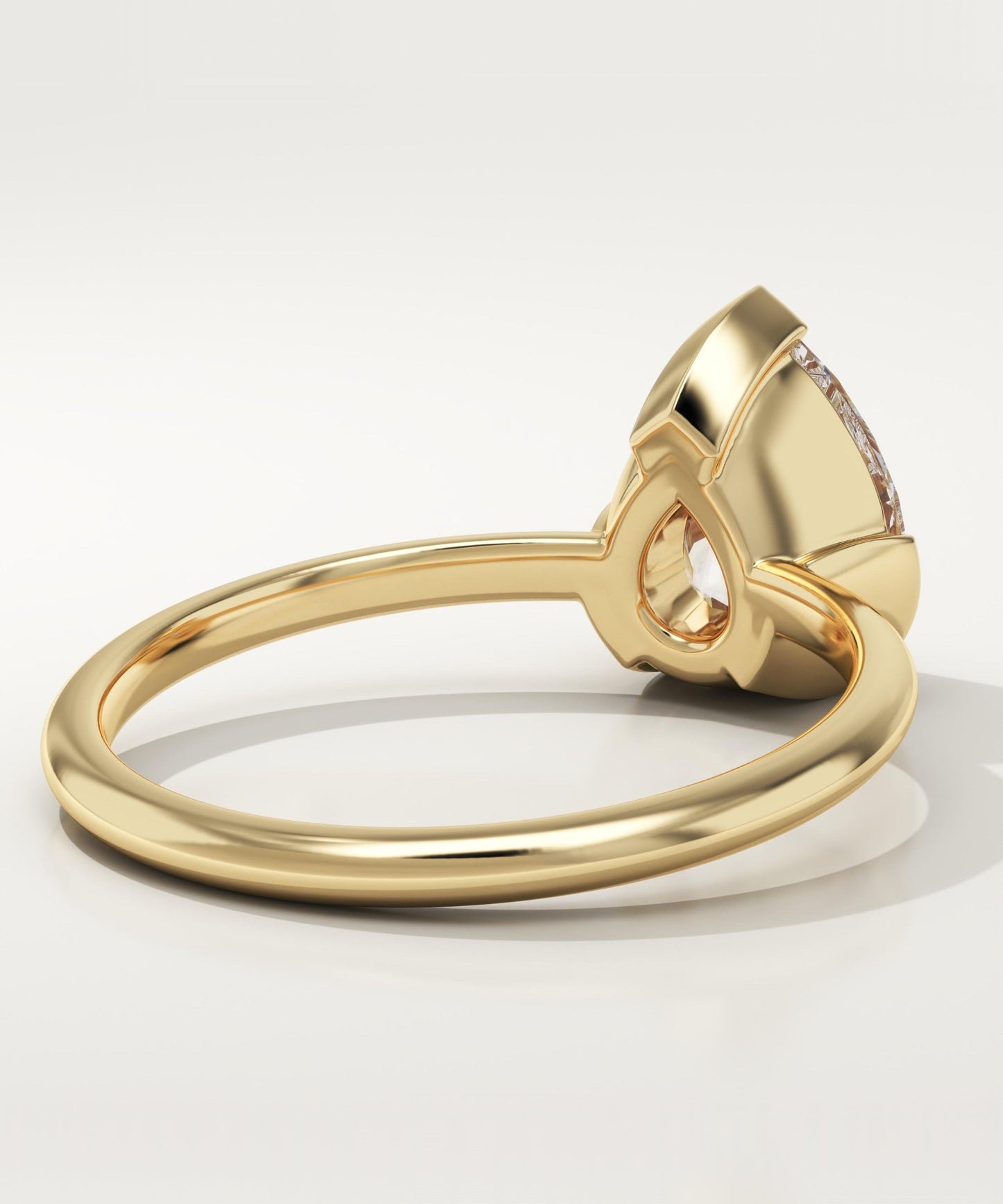 1.5 CT Pear Cut Solitaire Half Bezel Moissanite Engagement Ring