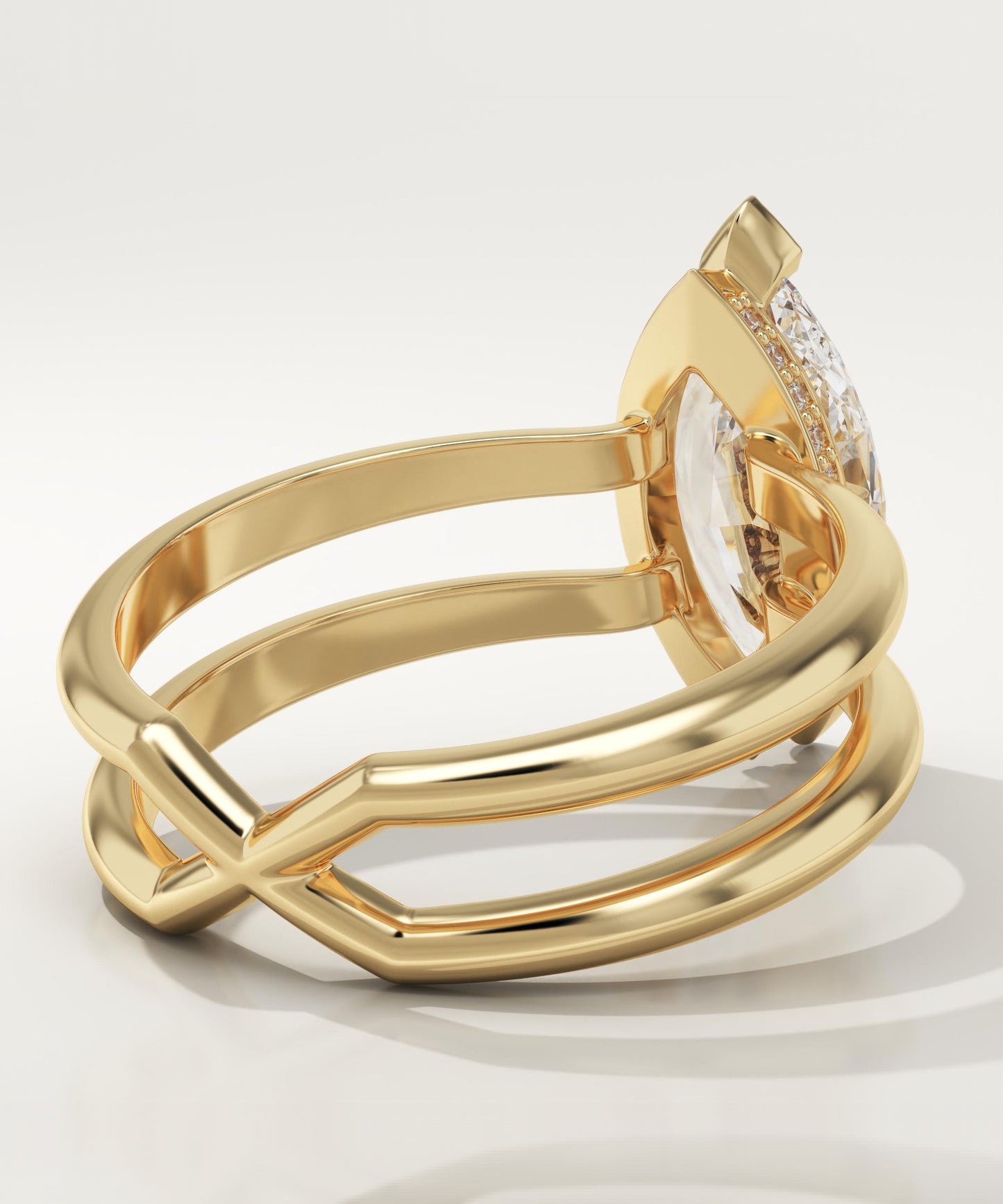 1.75 CT Marquise Cut Double Shank Moissanite Engagement Ring