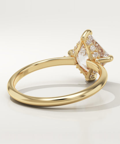 2.25 CT Princess Cut Hidden Halo Moissanite Engagement Ring