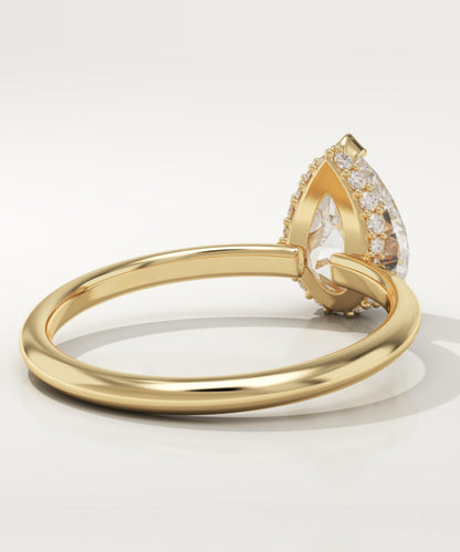 1.5 CT Pear Cut Hidden Halo Moissanite Engagement Ring