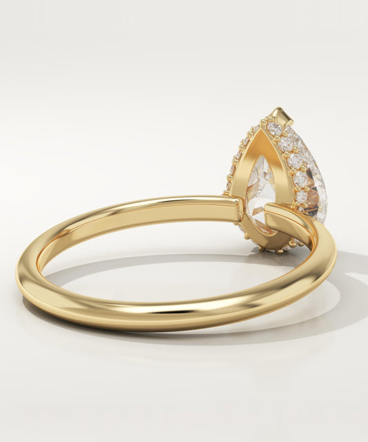 1.5 CT Pear Cut Hidden Halo Moissanite Engagement Ring