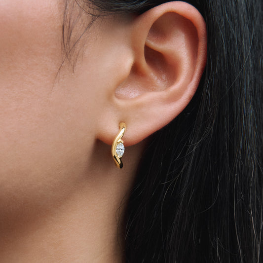 0.32 TCW Marquise Lab-Grown Diamond Huggies Earrings