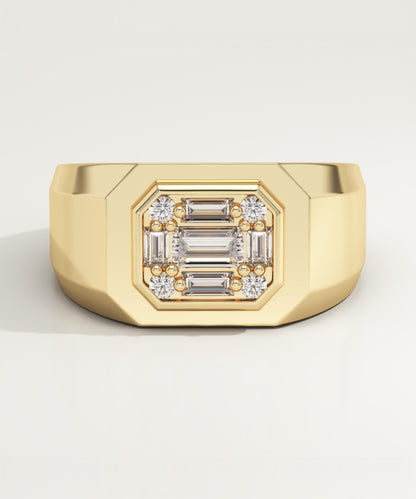 0.46 TCW Round & Baguette Lab-Grown Diamond Multi Stone Wedding Band For Men