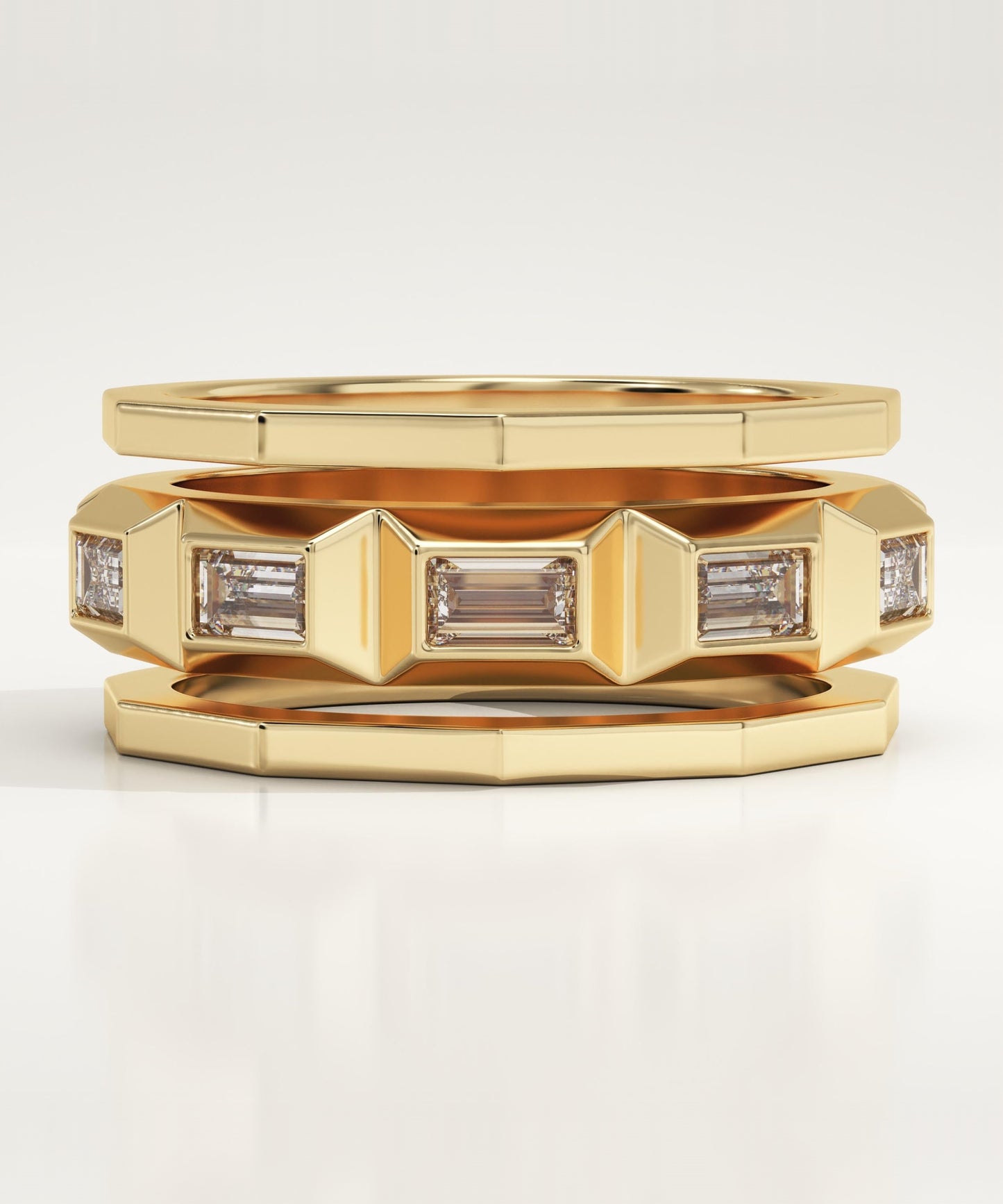 0.67 TCW Baguette Lab-Grown Diamond Five Stone Wedding Band For Men