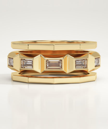0.67 TCW Baguette Lab-Grown Diamond Five Stone Wedding Band For Men