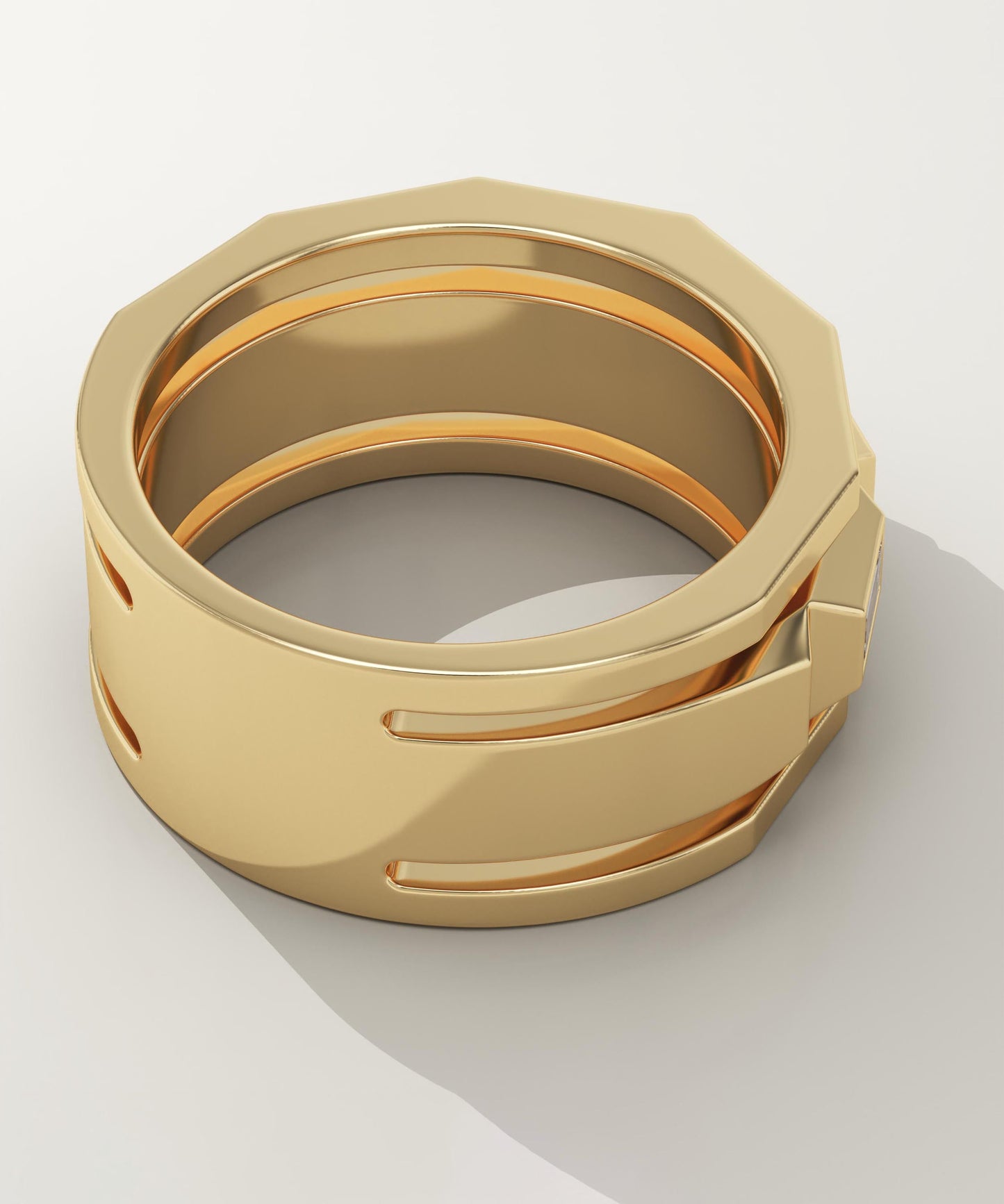 0.67 TCW Baguette Lab-Grown Diamond Five Stone Wedding Band For Men