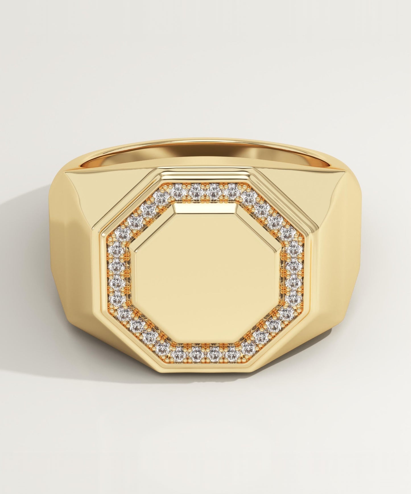 0.18 TCW Round Lab-Grown Diamond Signet Wedding Band For Men