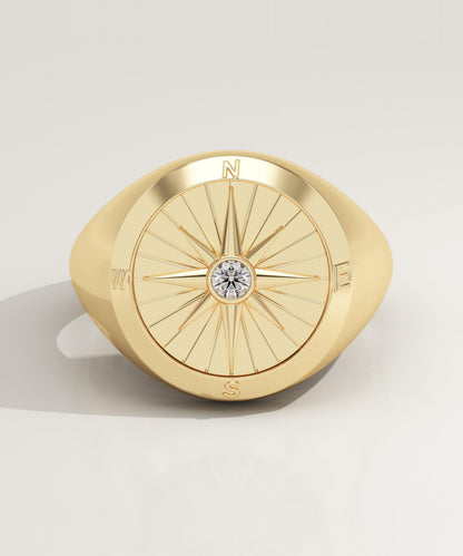 0.04 CT Round Lab-Grown Diamond Compass Wedding Band For Men