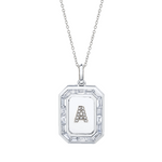 0.78 TCW Round & Baguette Lab-Grown Diamond Initial Necklace For Him 2