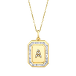 0.78 TCW Round & Baguette Lab-Grown Diamond Initial Necklace For Him 1