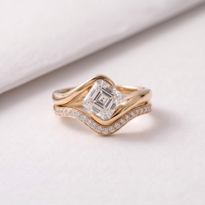 1.5 CT Asscher Cut Swirl Solitaire Lab-Grown Diamond Bridal Set