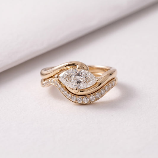 1.5 CT Marquise Cut Bold Pave Lab-Grown Diamond Bridal Set