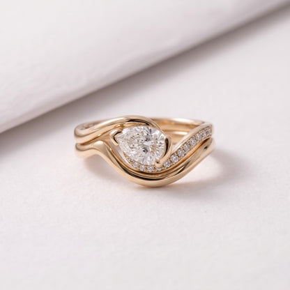 1.5 CT Pear Cut Pave Lab-Grown Diamond Bridal Set