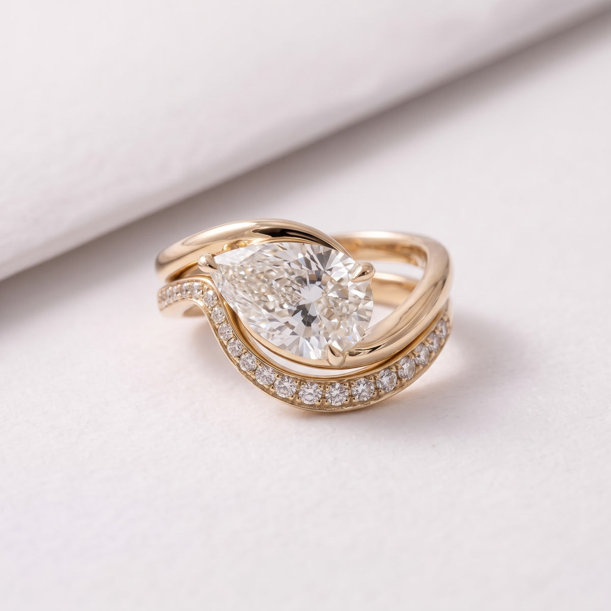 2.5 CT Pear Cut Bold Pave Lab-Grown Diamond Bridal Set