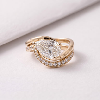 2.5 CT Pear Cut Bold Pave Lab-Grown Diamond Bridal Set