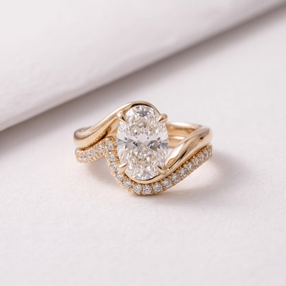 2.5 CT Oval Cut Minimal Pave Lab-Grown Diamond Bridal Set