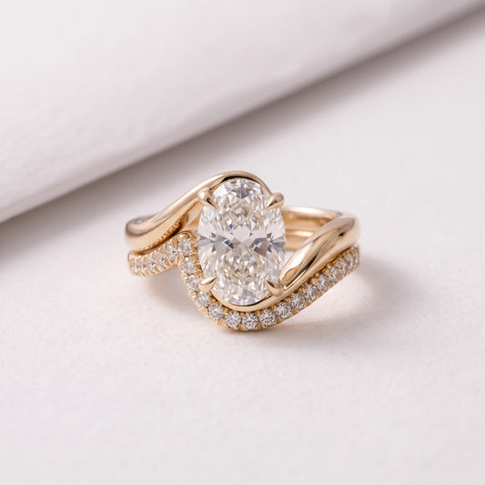 2.5 CT Oval Cut Minimal Pave Lab-Grown Diamond Bridal Set